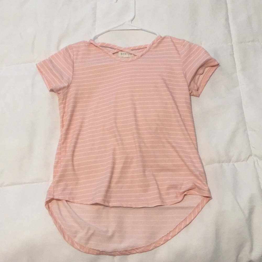 Pink and white striped tee